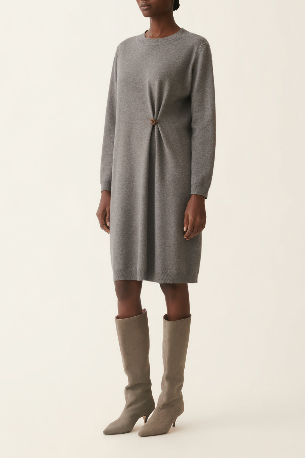 Midi Gebreide Jurk Broche
