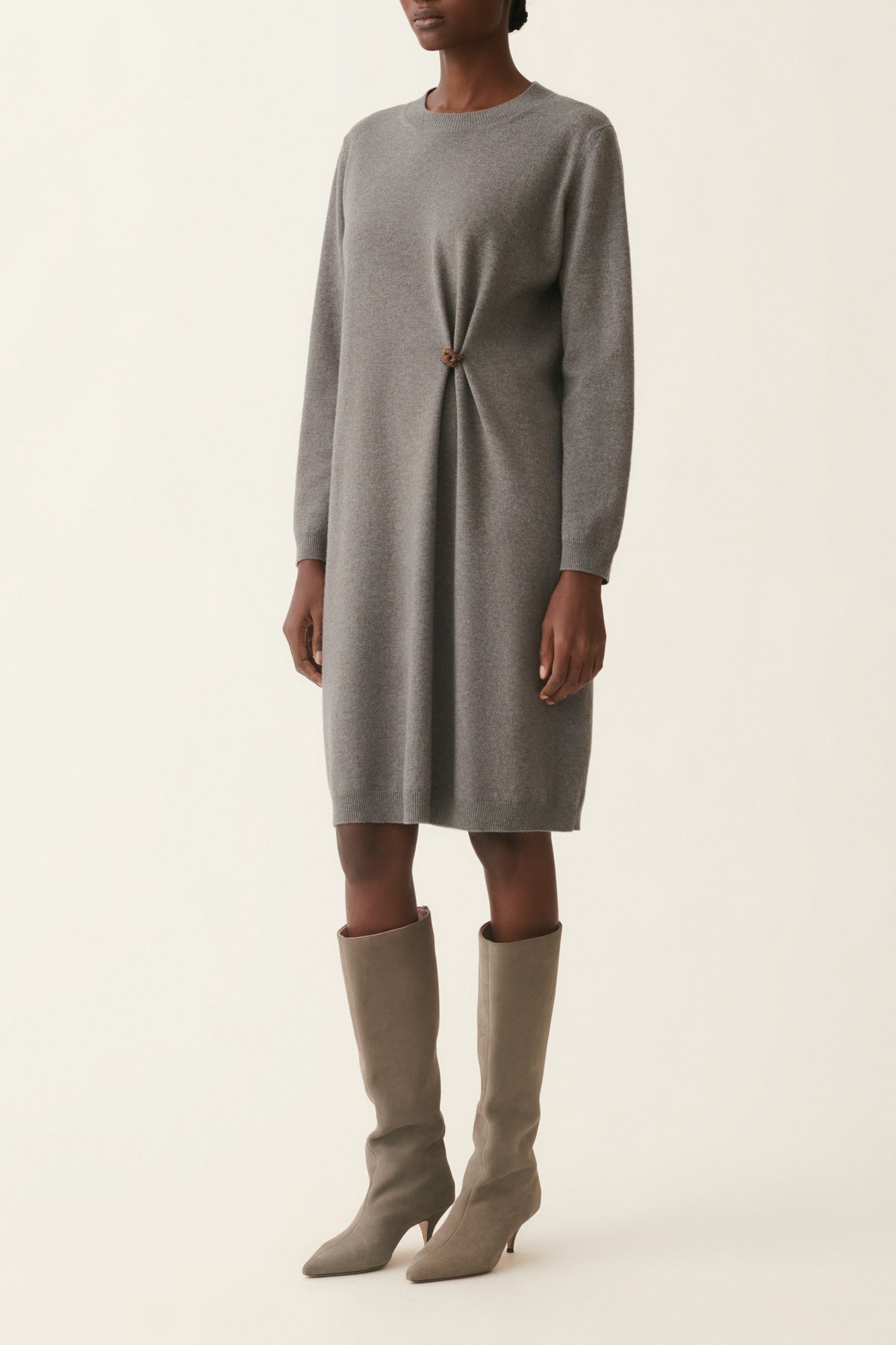 Midi Gebreide Jurk Broche