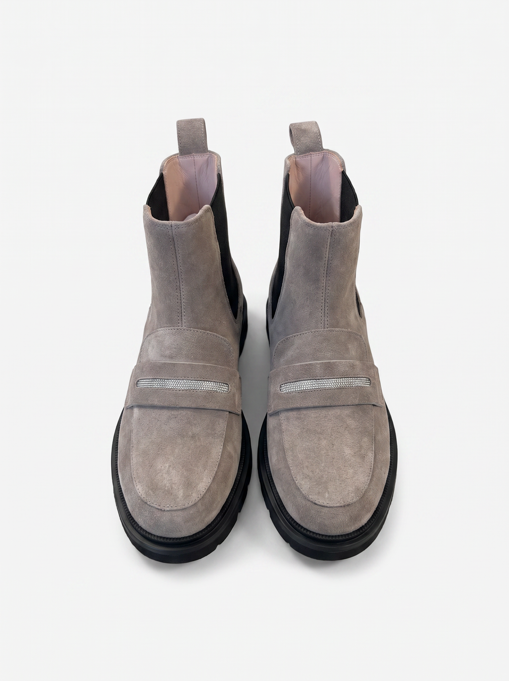Wildleder-Reitstiefel mit Strassdetail