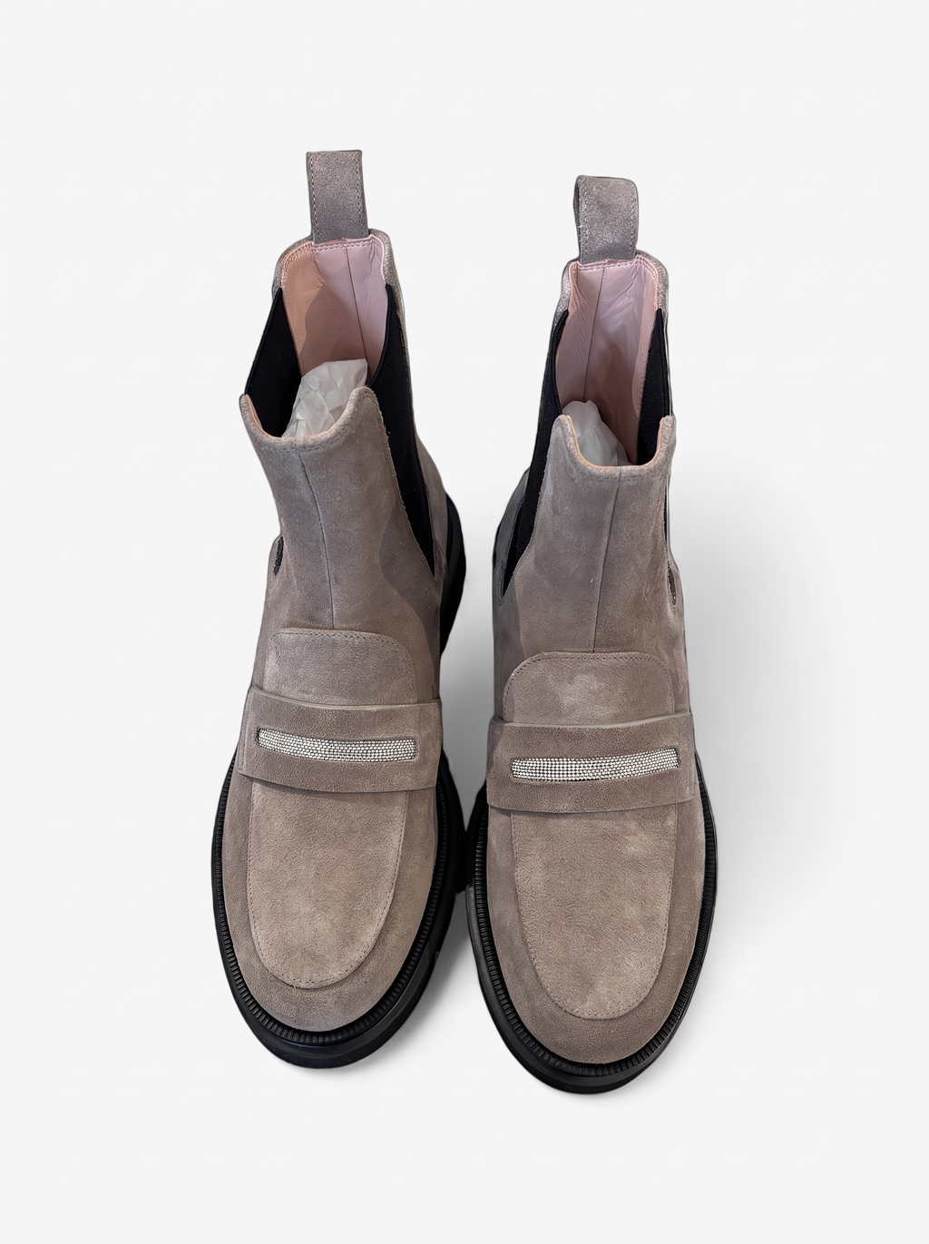 Wildleder-Reitstiefel mit Strassdetail