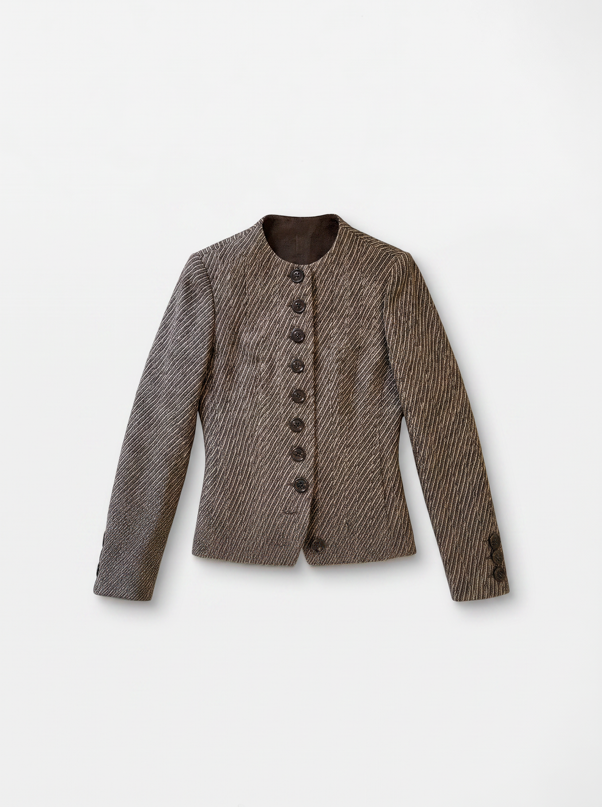 Blazer Diagonale Weving Bruin-Wit