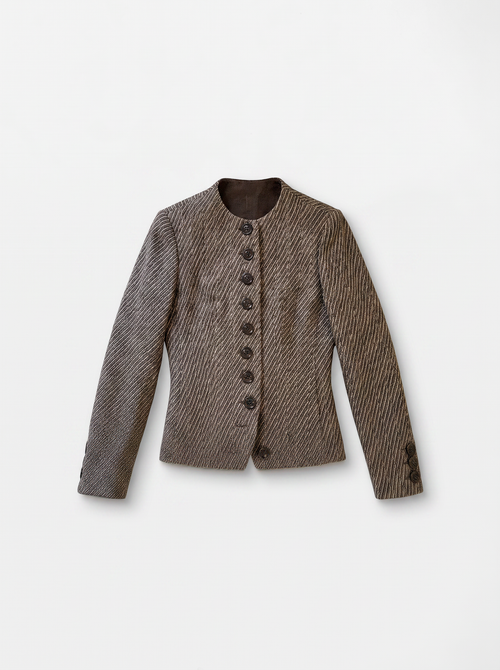 Blazer Diagonale Weving Bruin-Wit