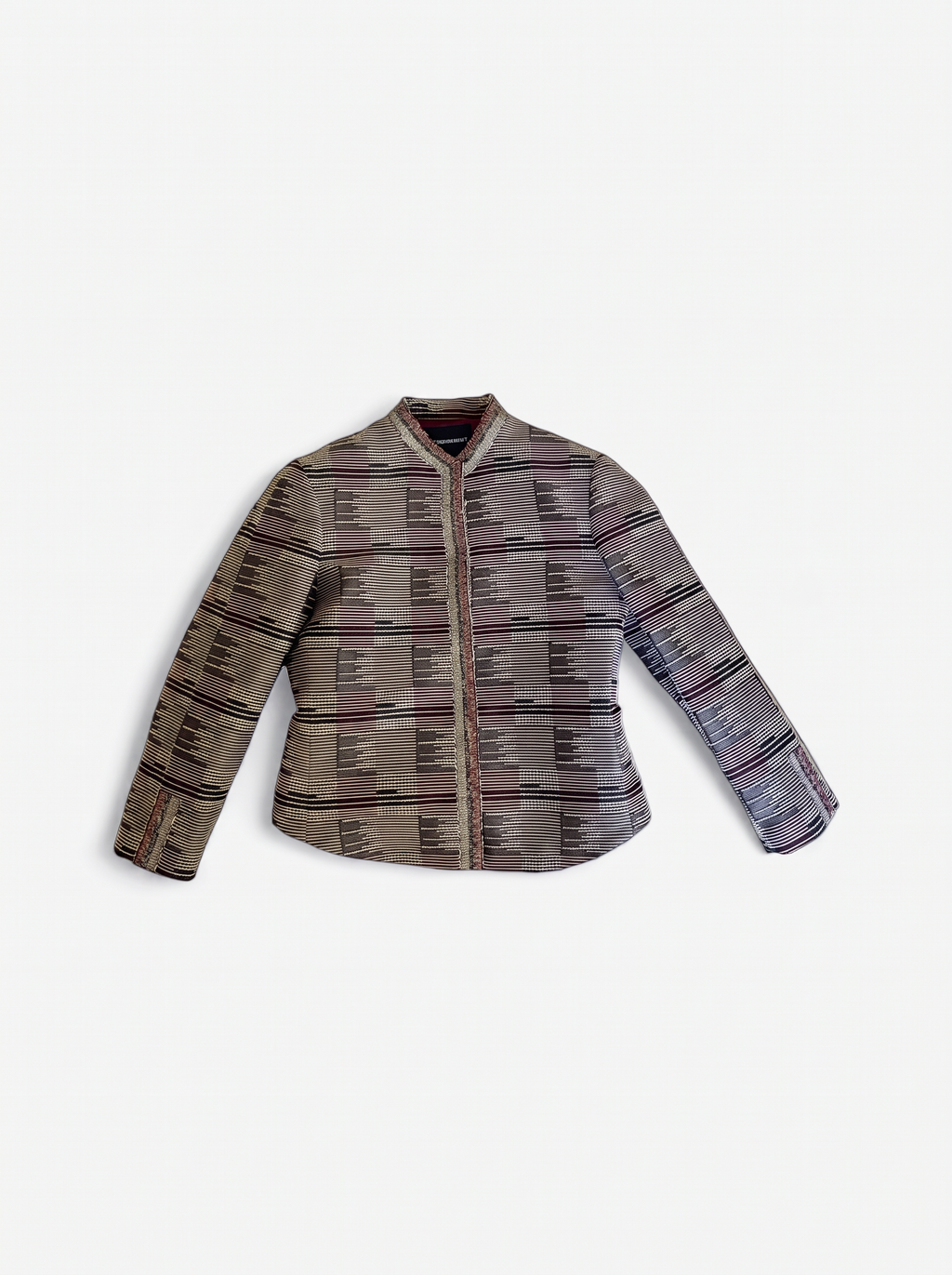 Blazer Geometrisch Weefpatroon Mandarijnkraag