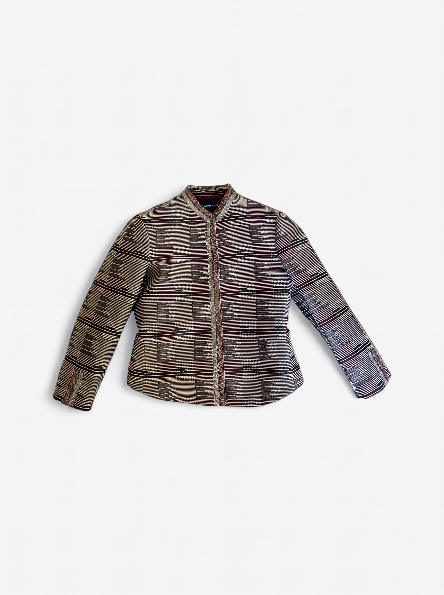 Blazer Geometrisch Weefpatroon Mandarijnkraag