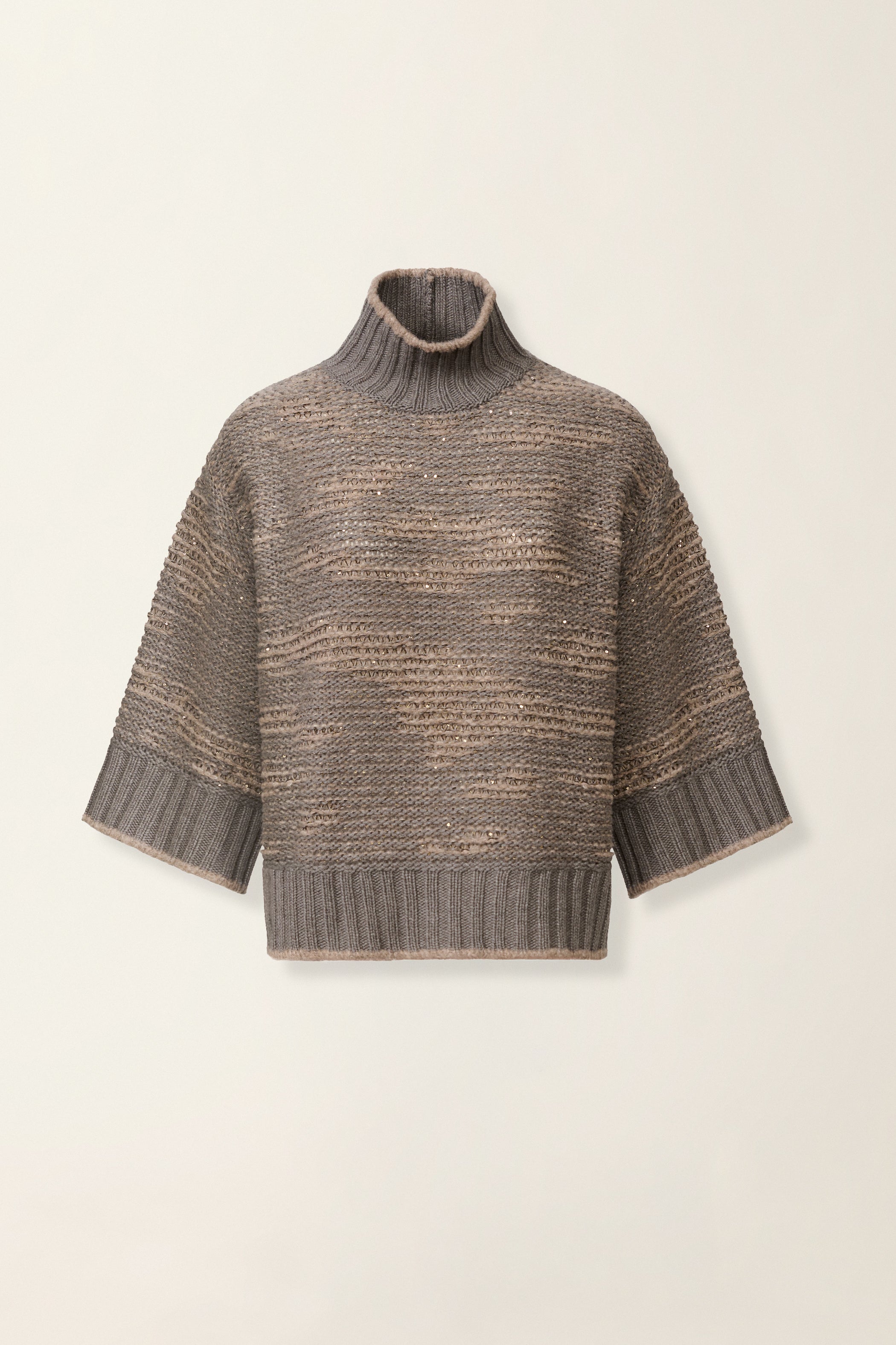 Chine Pullover Rollkragen Dreiviertelarm