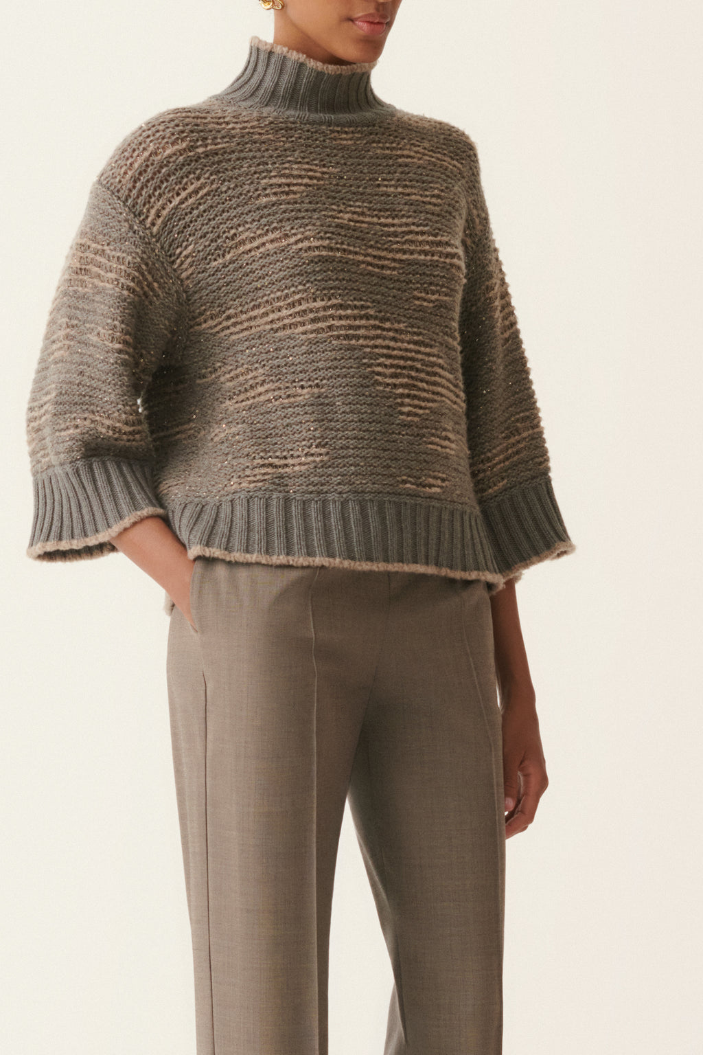 Pull Chine Col Manches Trois-Quarts