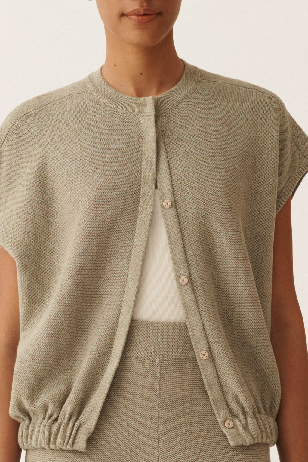 Cardigan Cropped Sequin Mouwloos