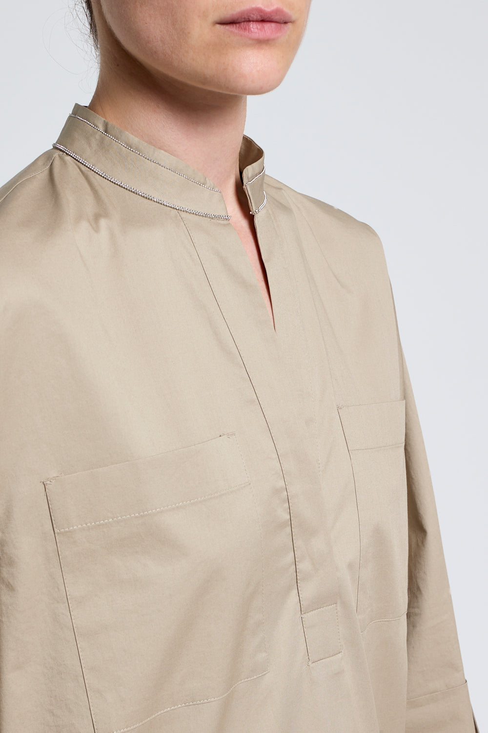 Woman dress Stretch cotton light satin Olive leaf green