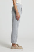 Peserico vrouwelijke broek licht katoen stretch gabardine, garment dyed beige birch, rechte pasvorm