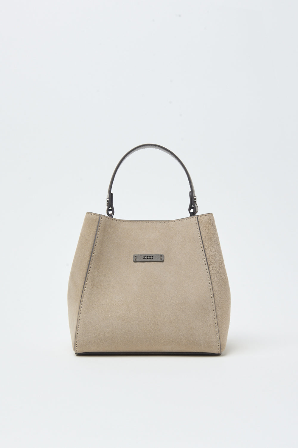 Peserico kleine bicolour handtas in beige met goudkleurige details en leerachtige textuur