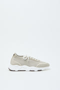 Lurex gebreide sneakers beige van Peserico met witte zool en leren details