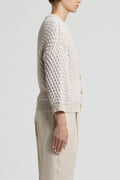 Knit sweater beige birch van Peserico met textuur en knopen aan de voorkant