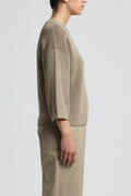 Knit sweater met highlightdetail in olive leaf green van Peserico