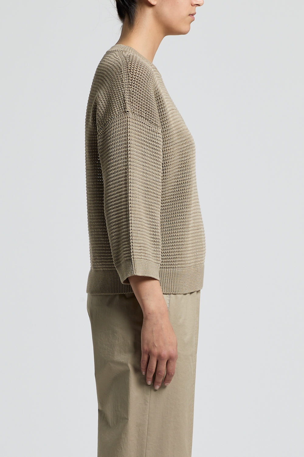 Knit sweater met highlightdetail in olive leaf green van Peserico