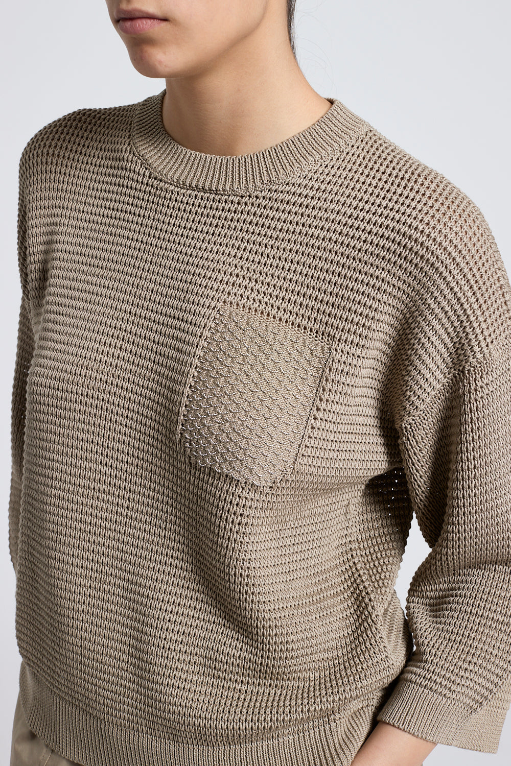 Knit sweater met highlight detail in olive leaf green van Peserico