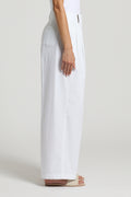 Wijdmodel broek in wit van Peserico met opstaande taille en zakken