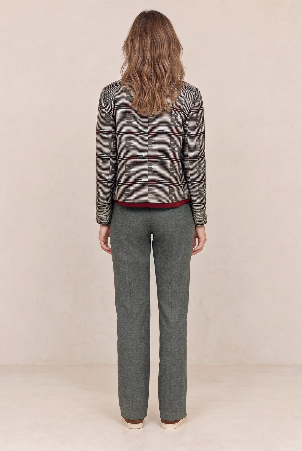 Pantalon à pinces gris chiné