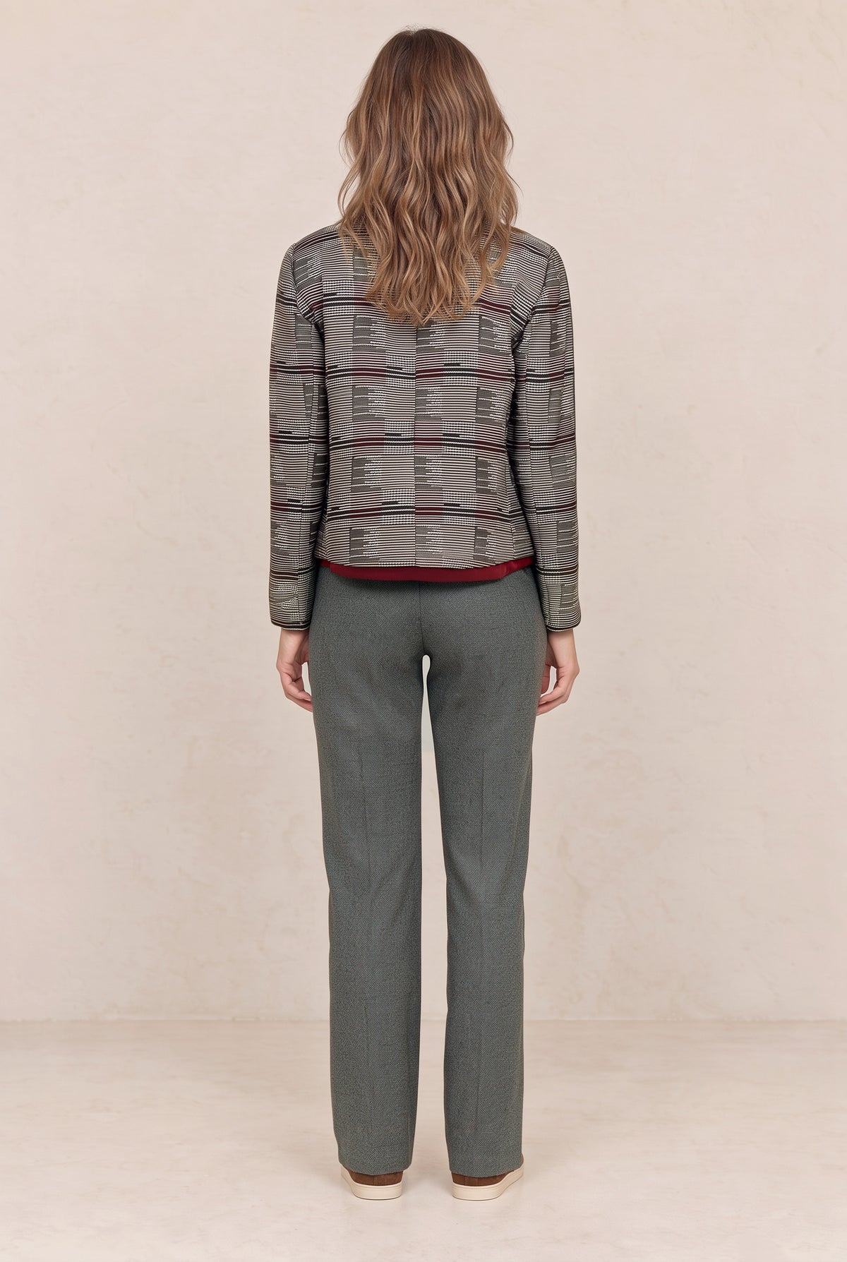 Pantalon à pinces gris chiné
