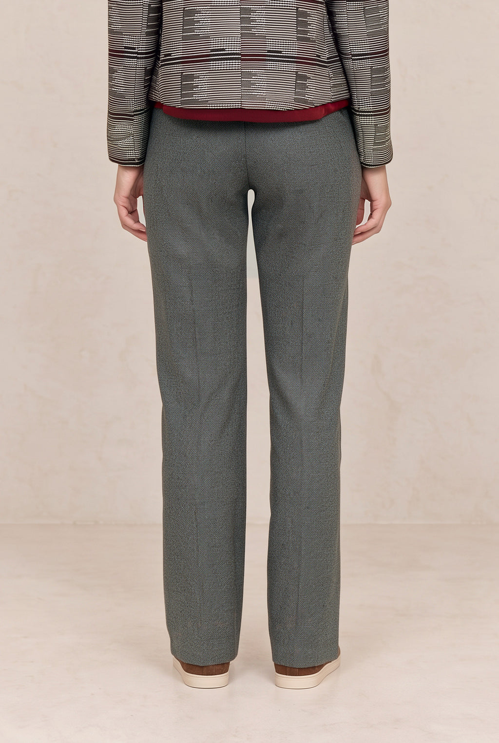 Pantalon à pinces gris chiné