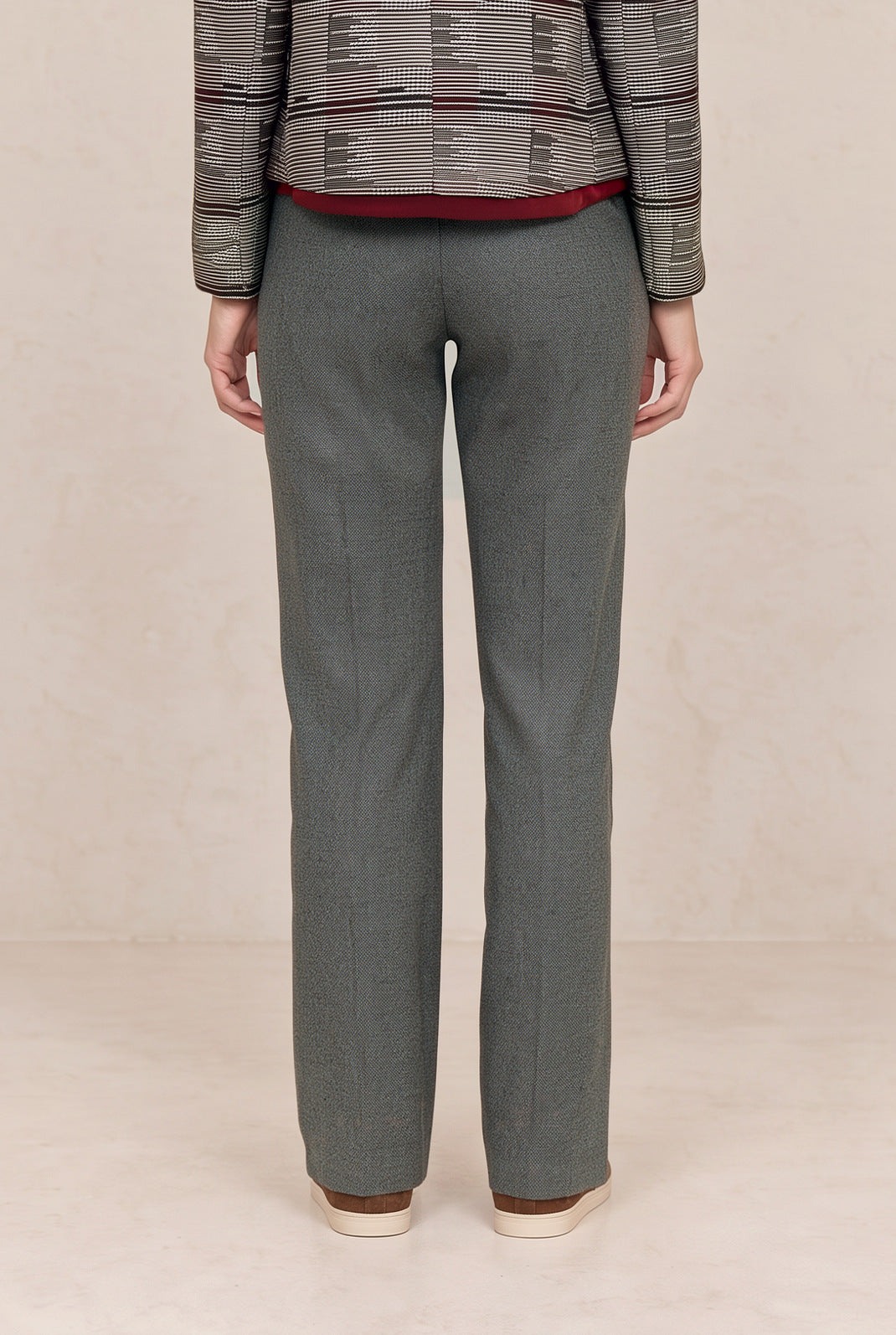 Pantalon à pinces gris chiné
