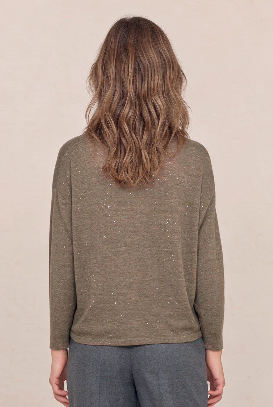 Pullover mit Stehkragen und Pailletten