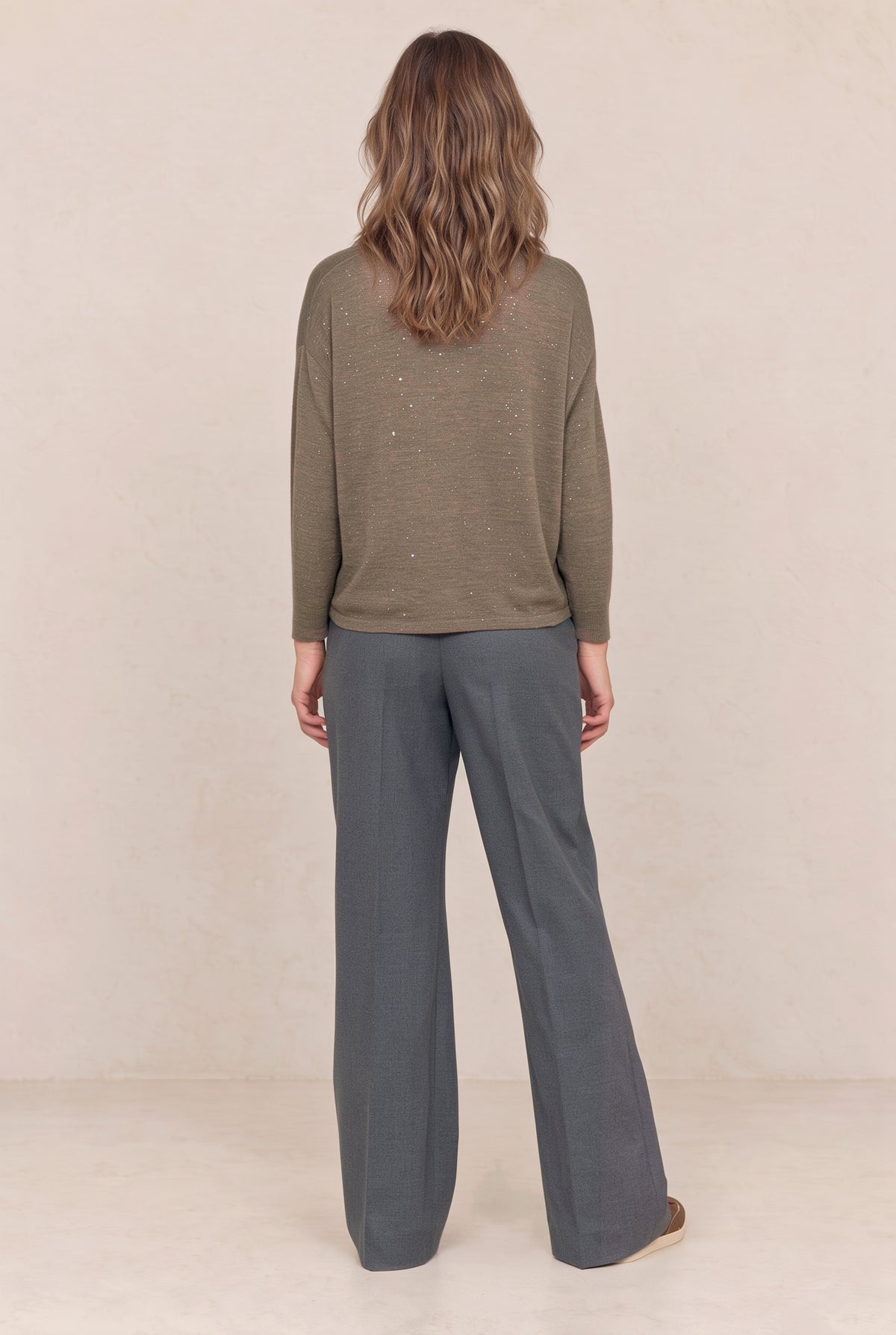Pullover mit Stehkragen und Pailletten