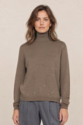 Pullover mit Stehkragen und Pailletten