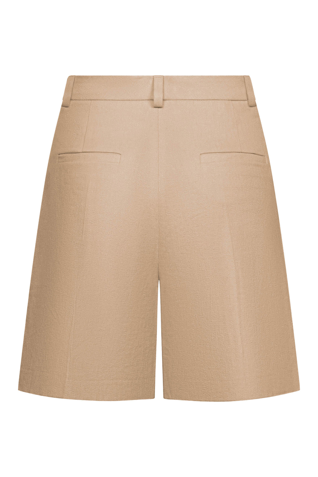 Fine linen shorts in beige van Seductive, achterkant met zakken en tailleband