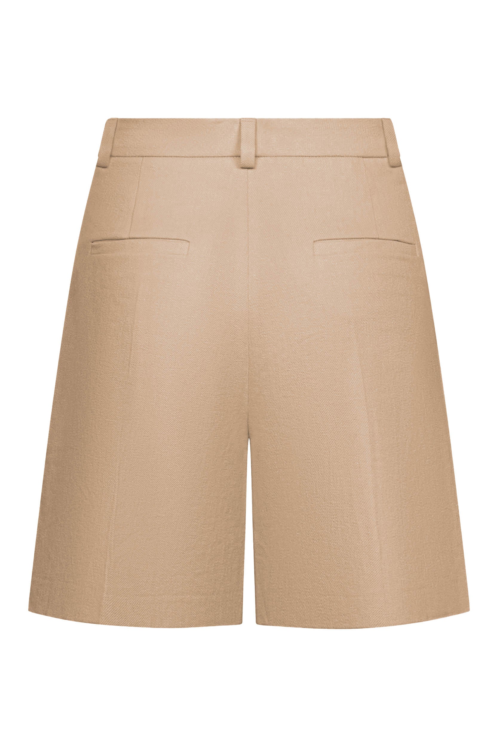 Fine linen shorts in beige van Seductive, achterkant met zakken en tailleband
