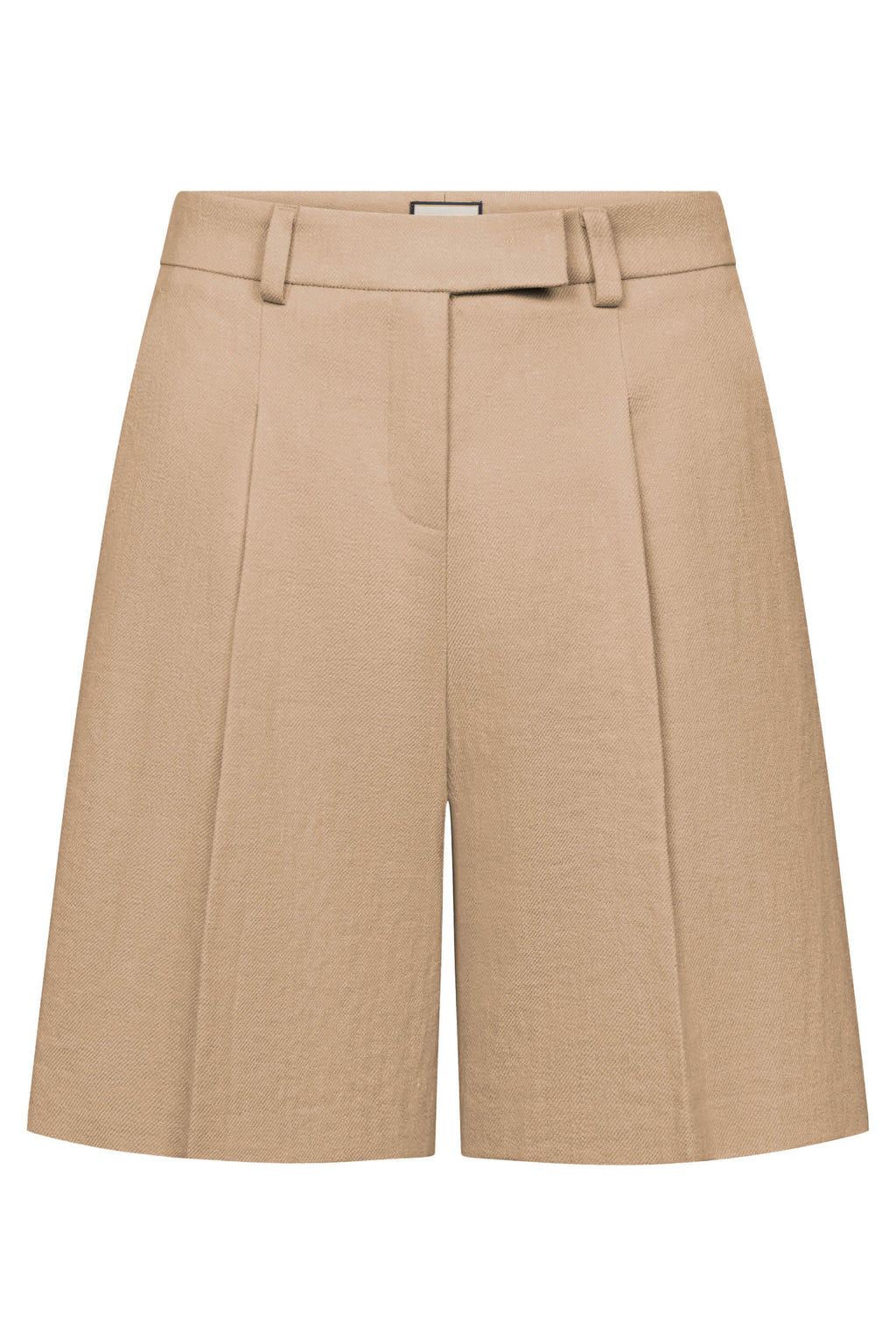 Fine linen shorts in beige van Seductive met brede pijpen en riemdetail