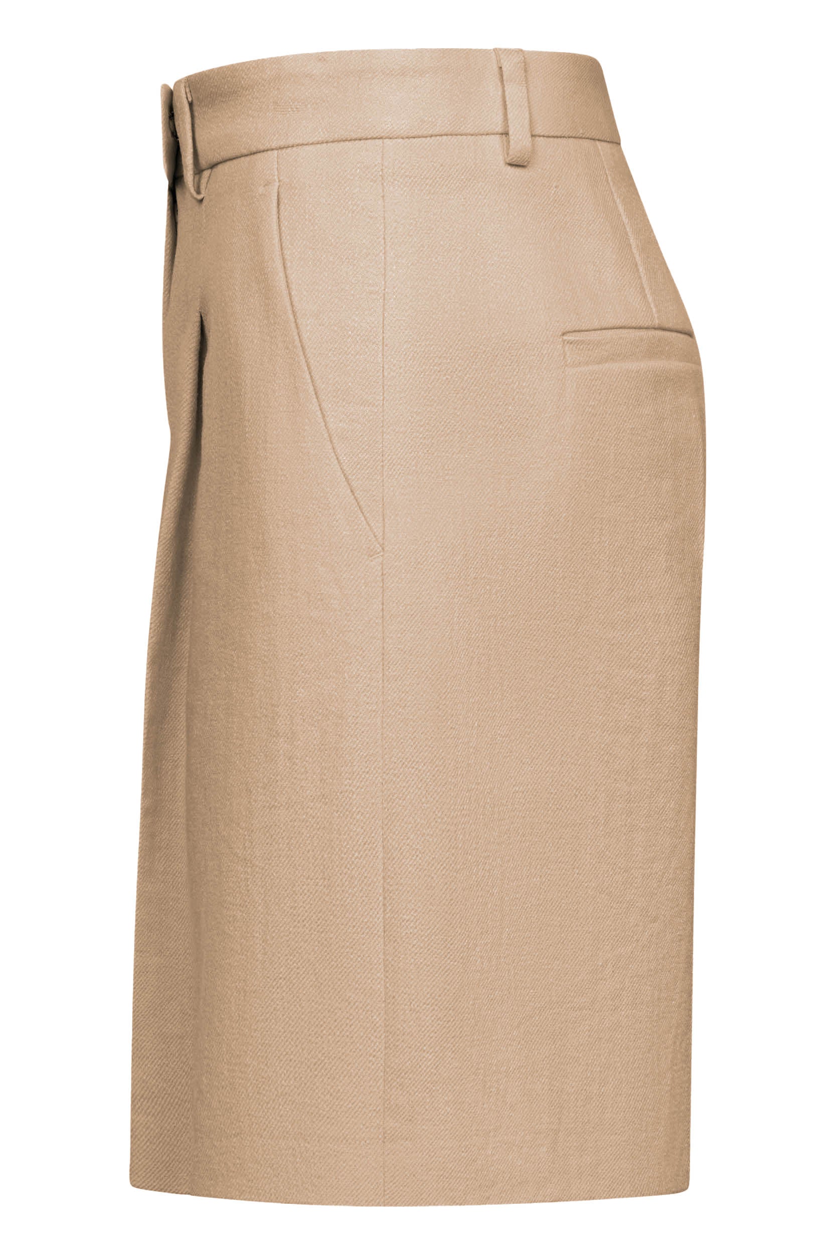 Fijne linnen shorts in beige van Seductive met riemdetail en zakken
