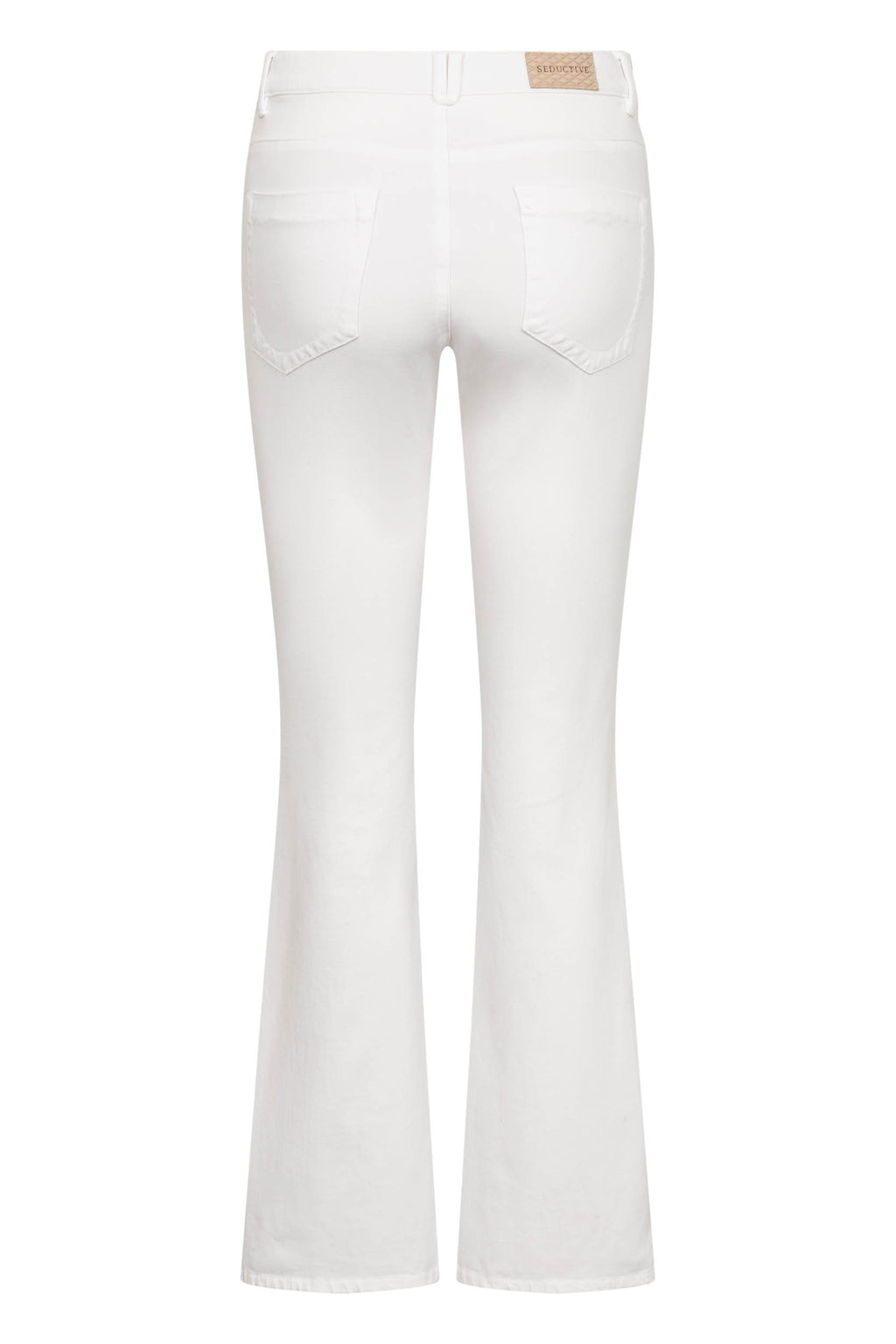 Wit gekleurde cropped denim broek van Seductive met flared pijpen en achterzakken