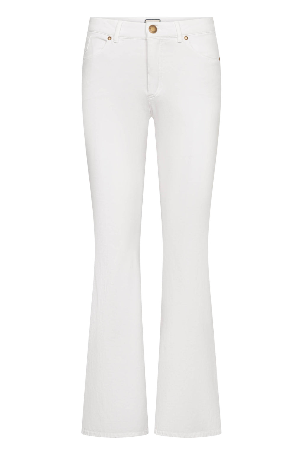 Wit gekleurde cropped denim broek van Seductive met flared pijp en goudkleurige knopen