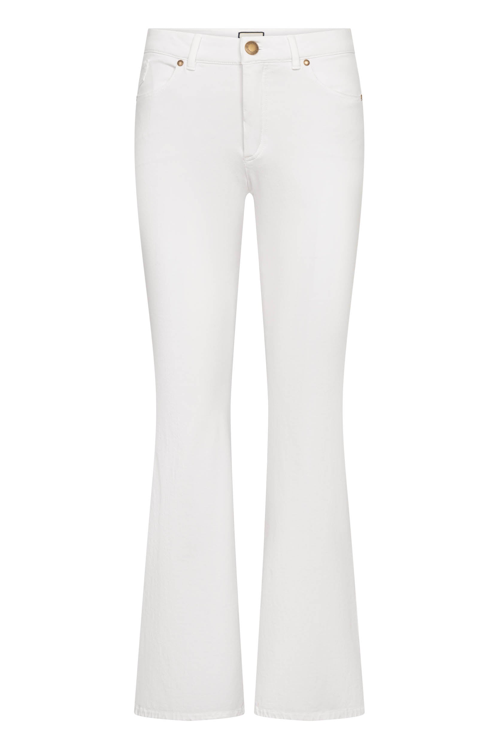 Wit gekleurde cropped denim broek van Seductive met flared pijp en goudkleurige knopen
