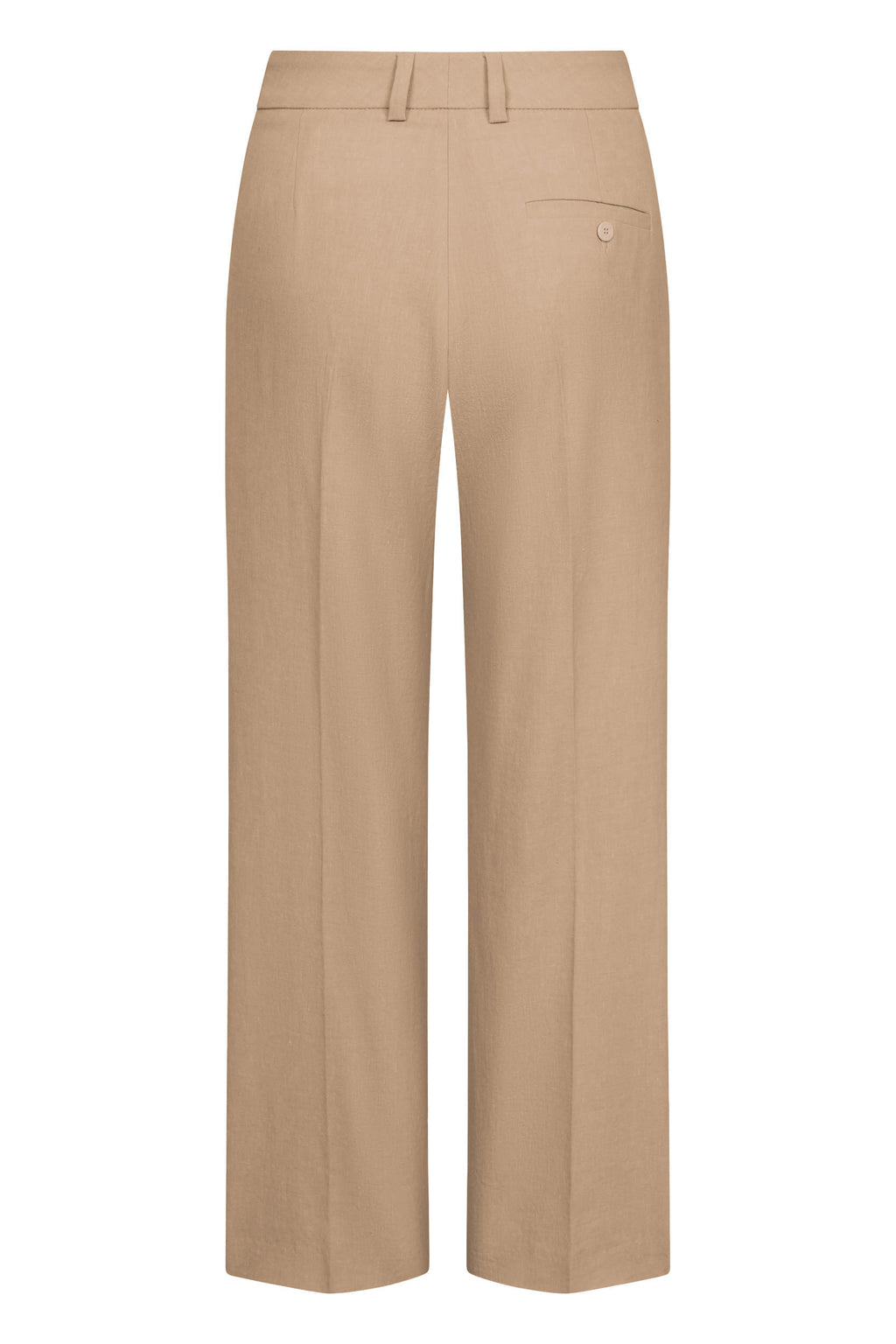 Linnen broek van Seductive in beige, breed model met achterzak en knoop