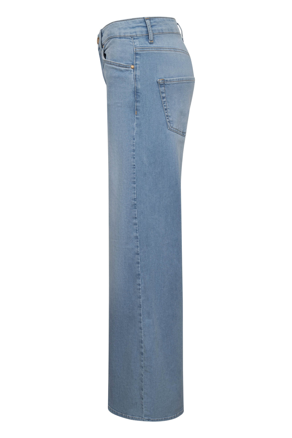 Maury soft touch denim broek in lichtblauw van Seductive, breed model, zijkant zichtbaar