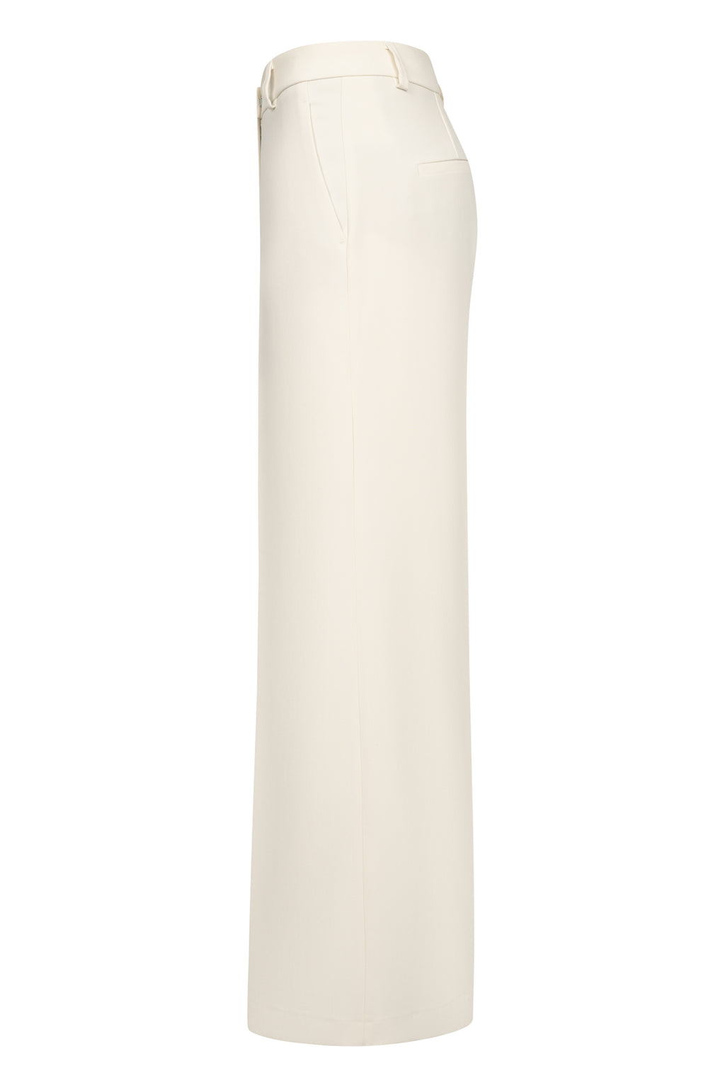 Zachte denim broek in crème van Seductive, breed model, zijdelingse zak en tailleband