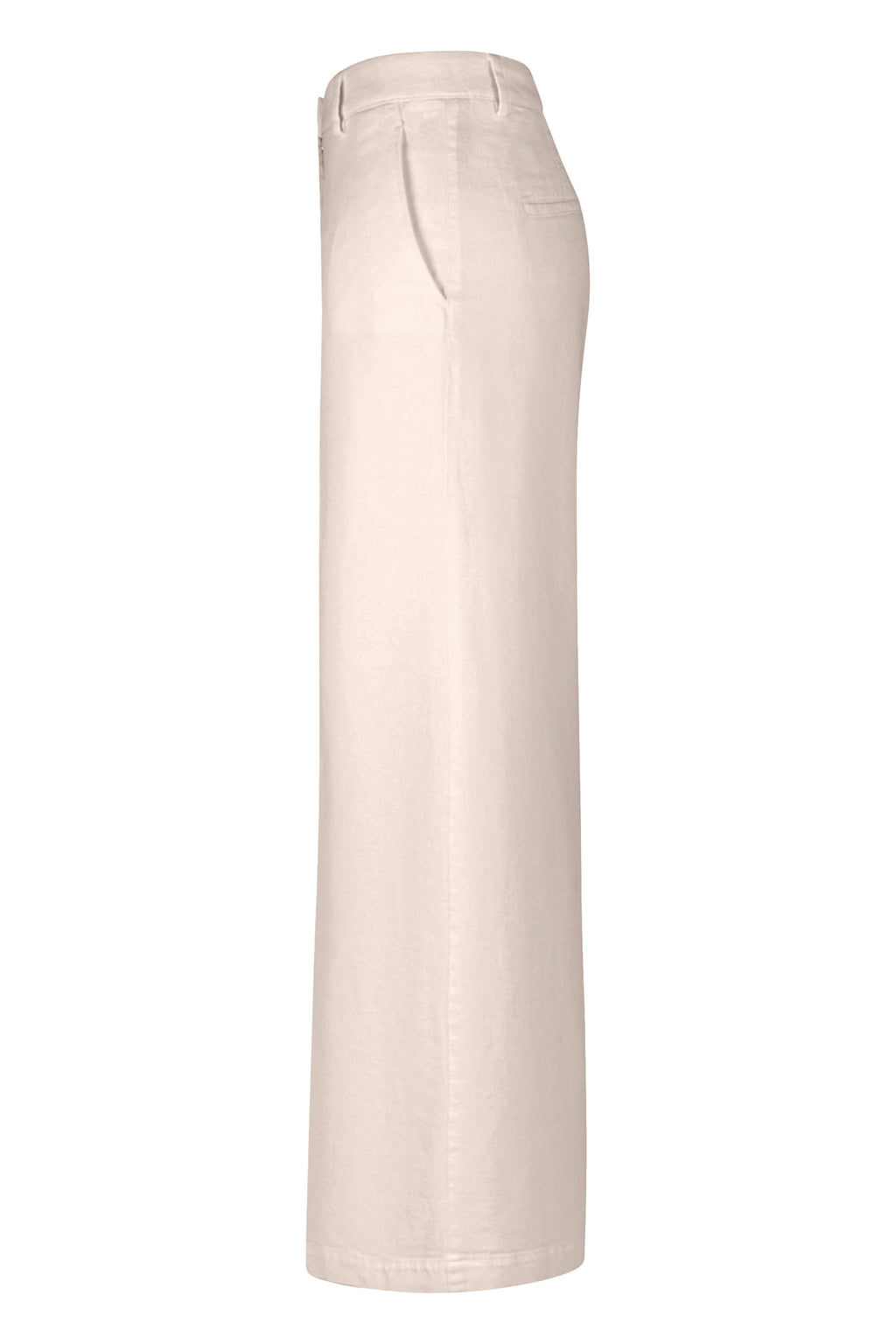 Zachte denim broek in lichtroze van Seductive, breed model, zijdelingse zicht vanaf de taille