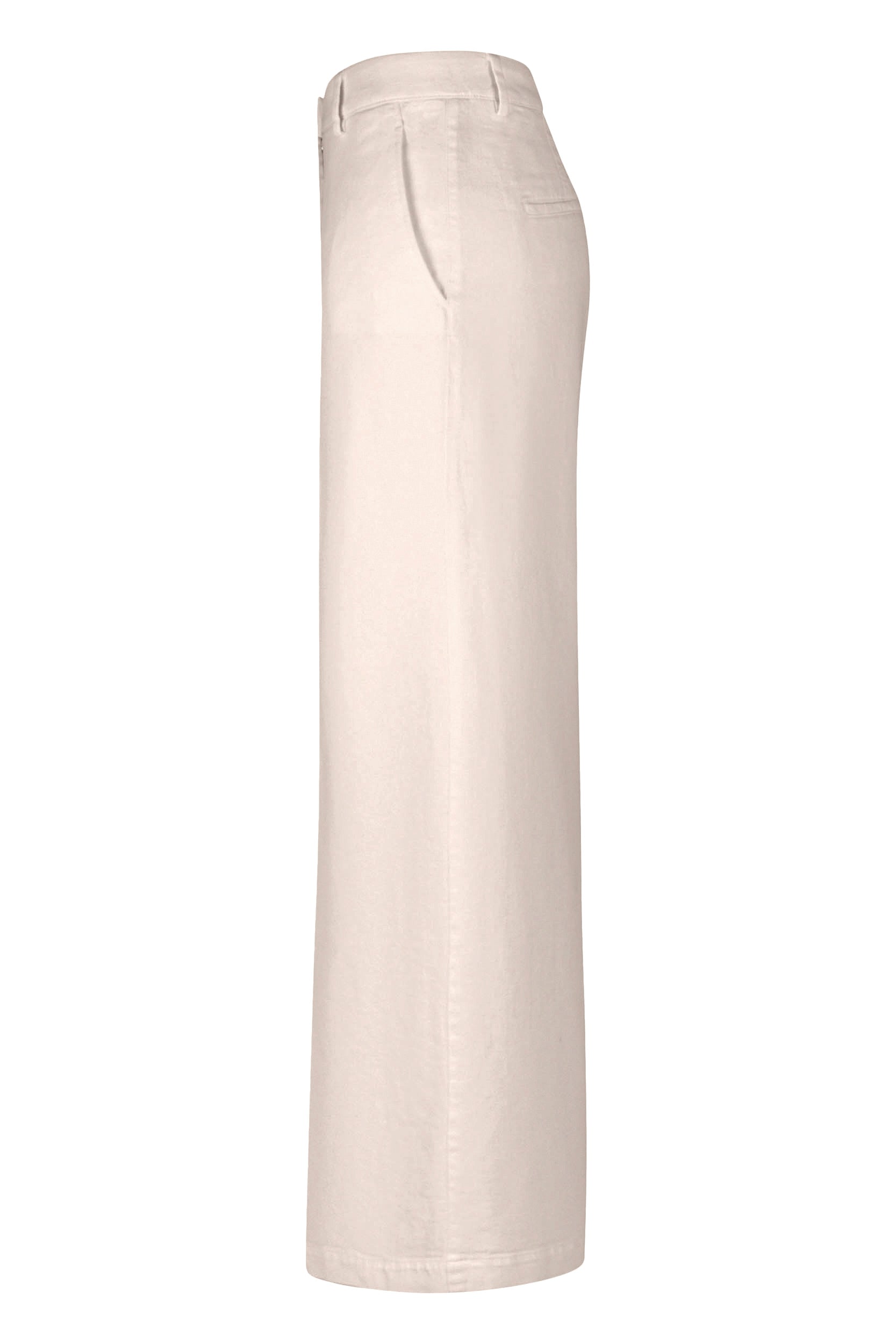 Zachte denim broek in lichtroze van Seductive, breed model, zijdelingse zicht vanaf de taille